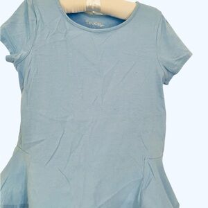 Lilly Pulitzer Light Blue Short Sleeve Top girls 8-10 peplum cornflower blue